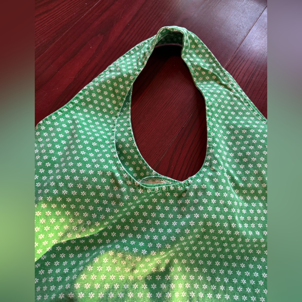 Chic Green with White Flowers Cotton Tote Bag, Land’s End - Picture 4 of 16